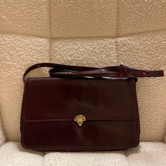 Vintage Elegant Dark RedWine/Burgandy Leather Handbag - Picture 3 of 12